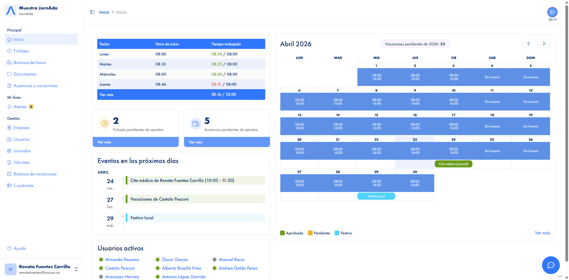 Software de control horario y fichaje para empresas