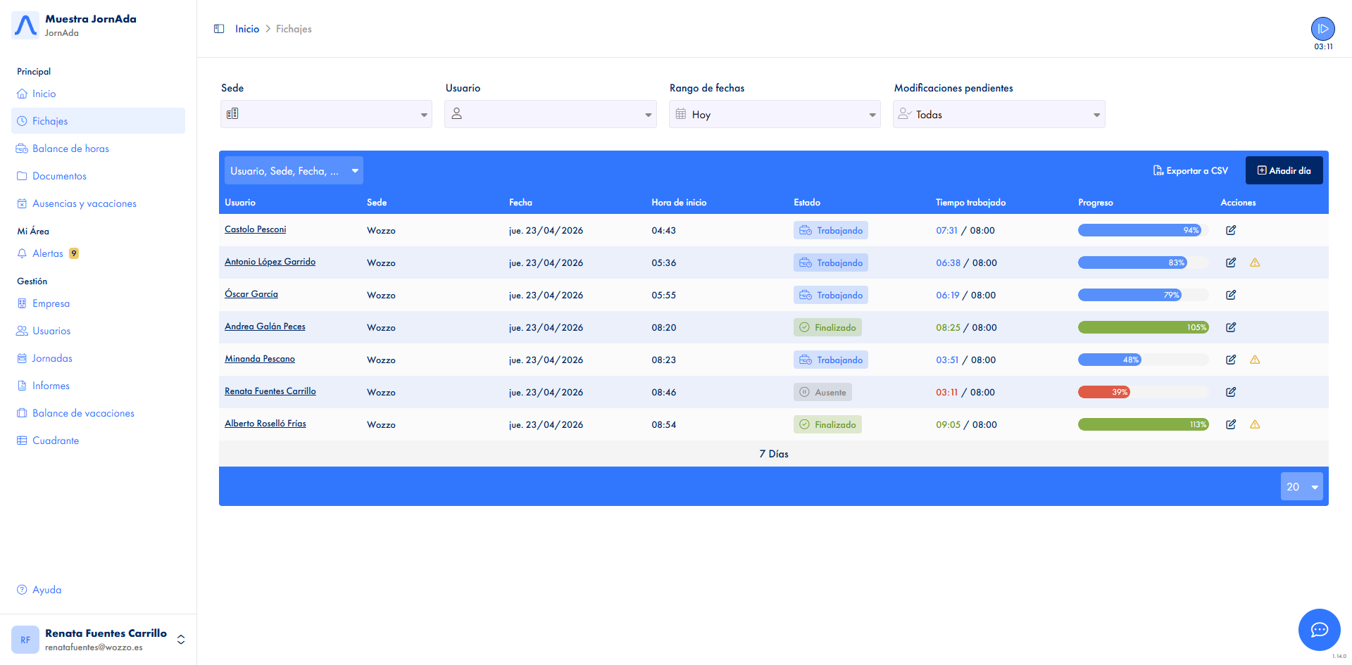 Software de control horario y fichaje para empresas