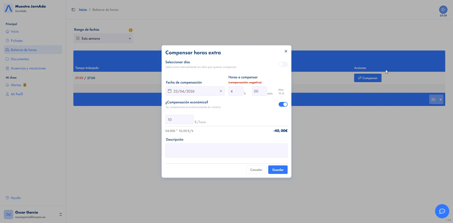 Software de control horario con informes y reportes